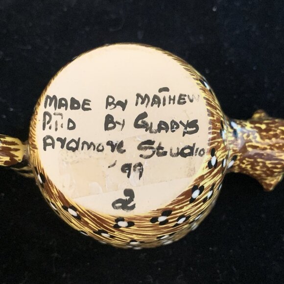 1999 Ardmore Studio Leopard Demitasse Cup South African Zulu Ceramic Pottery Vtg - Picture 12 of 12